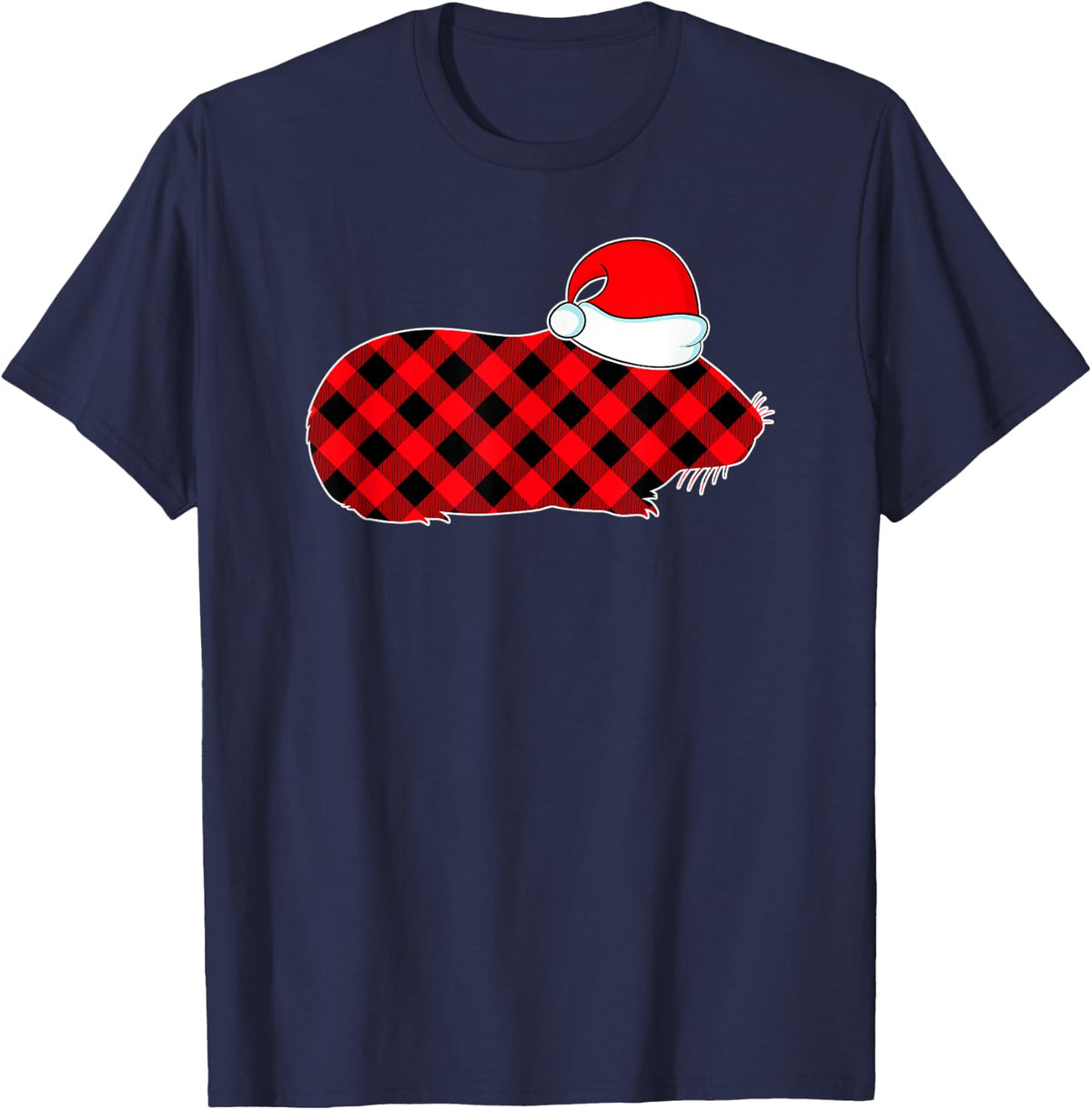 Red Plaid Guinea Pigs Pajama Family Buffalo Christmas Gifts T-Shirt - Navy Blue
