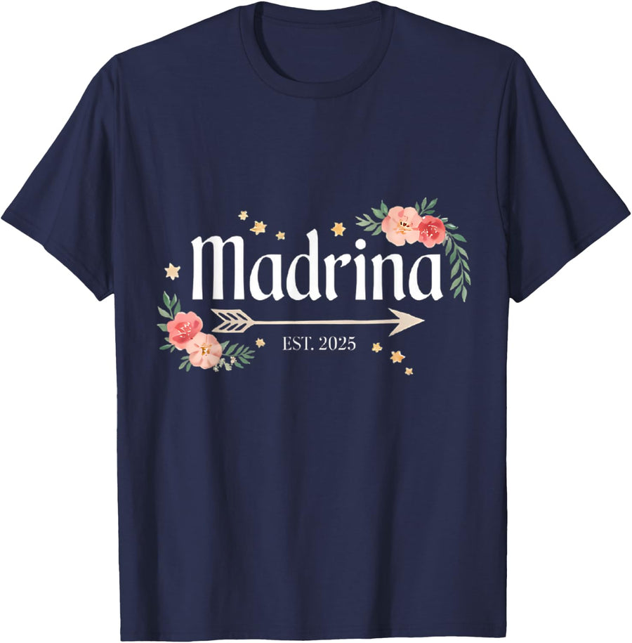 Madrina est 2025 new godmother hispanic godmother proposal T-Shirt - Navy Blue