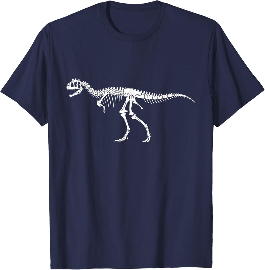 Carnotaurus Fossil Skeleton Paleontology Design T-Shirt - Navy Blue