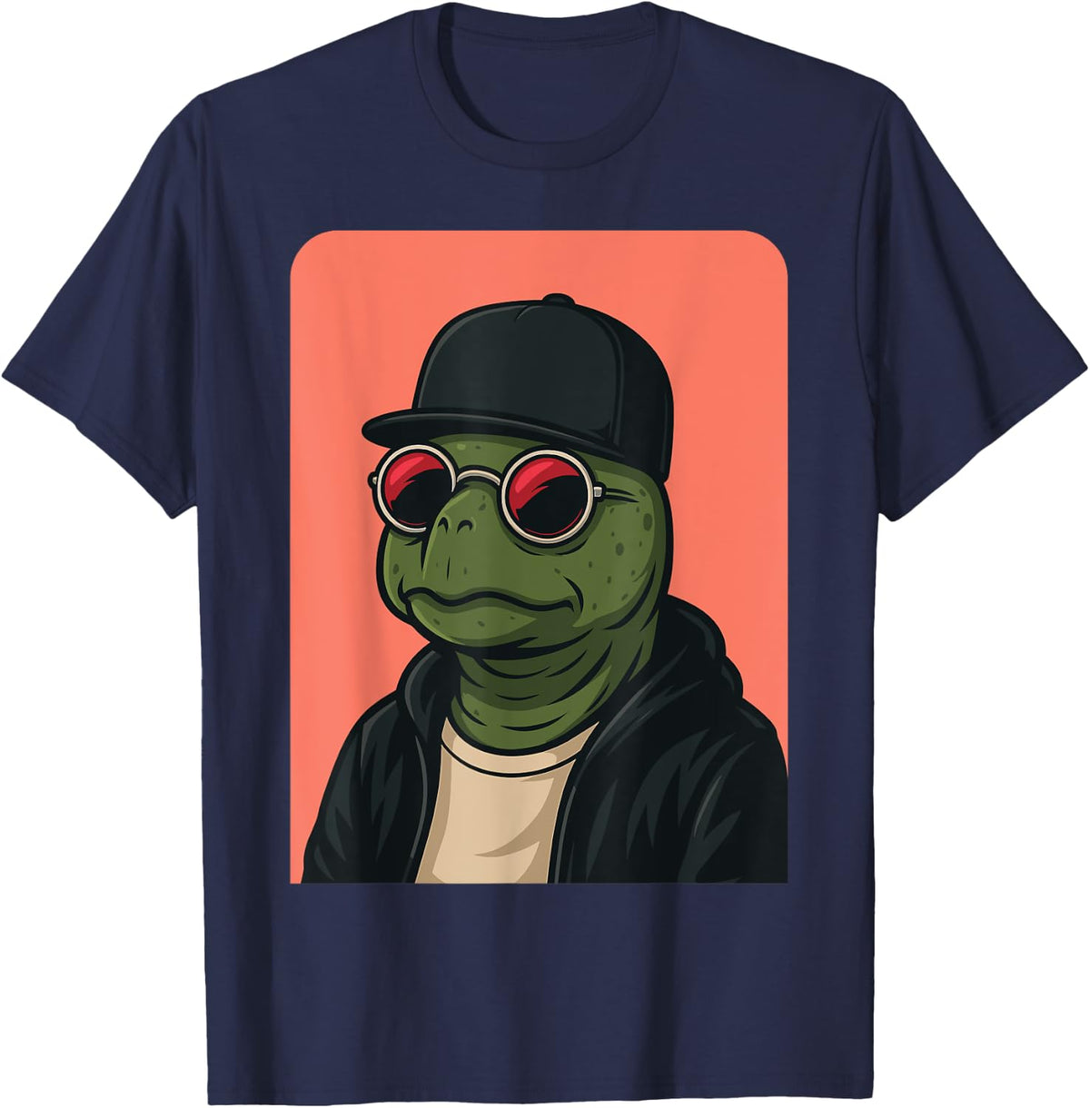 Turtle Wearing Sunglasses Men Women Graphic Turtle T-Shirt - Navy Blue