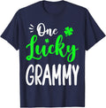 Women One Lucky Grammy St Patricks Day Family Matching Gifts T-Shirt - Navy Blue