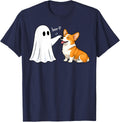 Pembroke Welsh Corgi Boo P Ghost Halloween Funny Dog Lover T-Shirt - Navy Blue