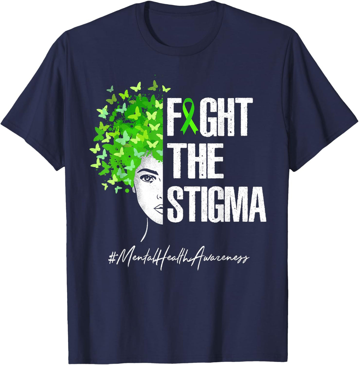 Fight The Stigma T-Shirt Mental Health Awareness Gift Shirt T-Shirt - Navy Blue
