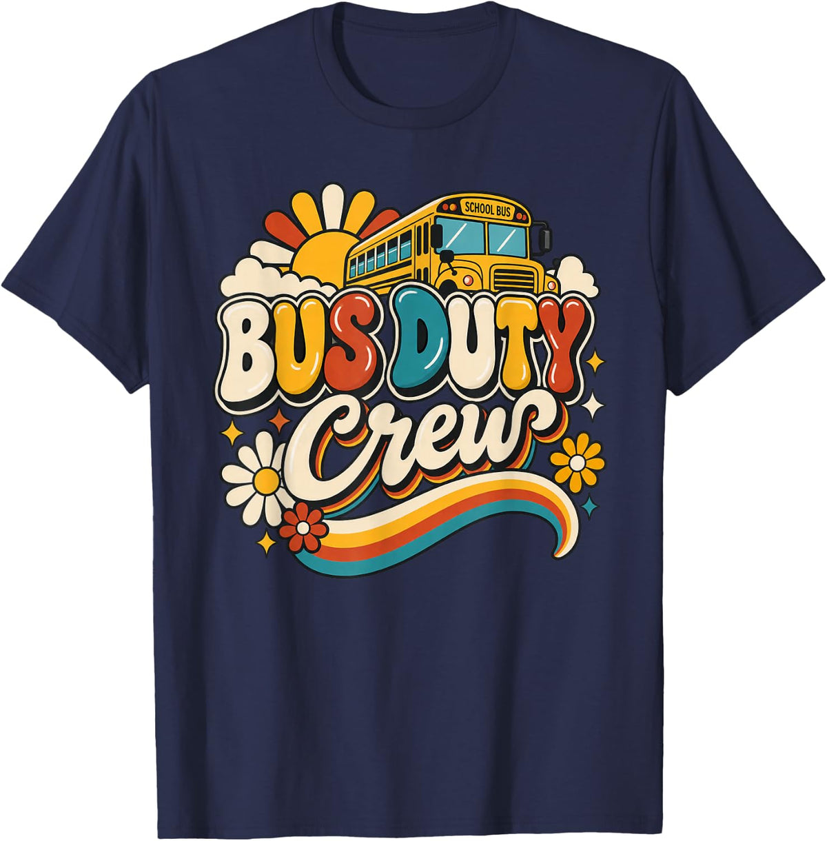 Bus Duty Crew Paraprofessional School Aide T-Shirt - Navy Blue