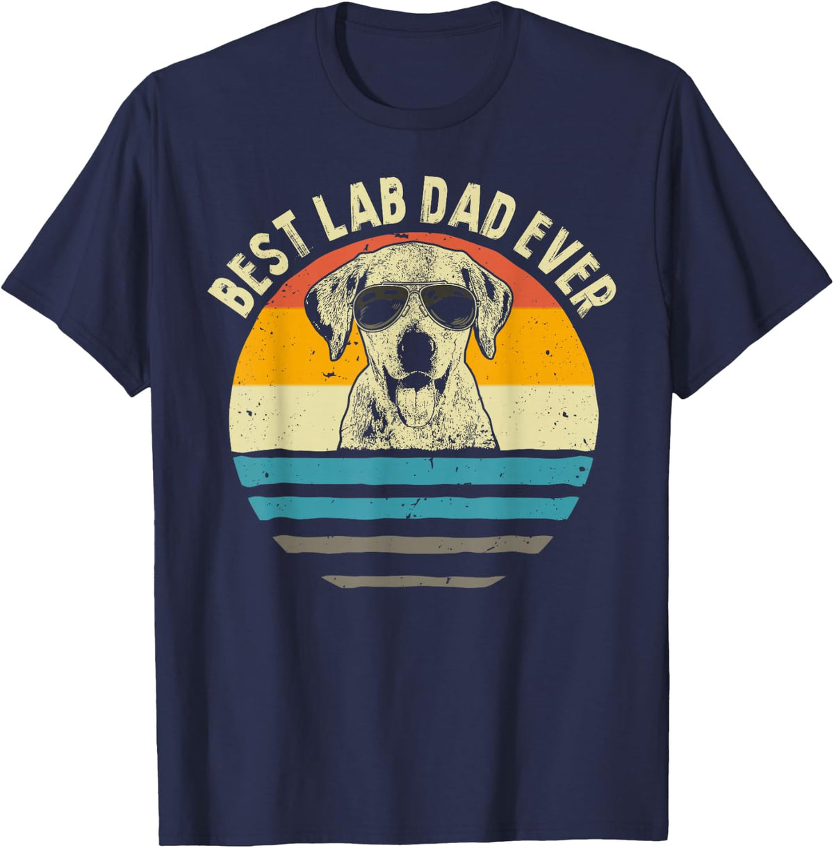 Best Lab Dad Ever Labrador Dad Vintage Gift T-Shirt - Navy Blue