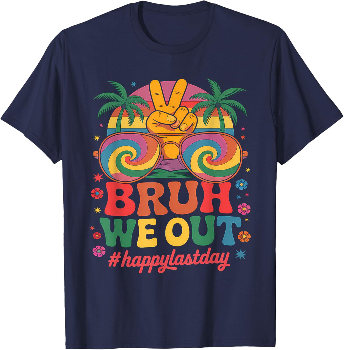 Bruh We Out Happy Last Day of School Teacher Schools Out Boy T-Shirt - Navy Blue