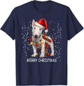 Cute Bull Terrier Dog Christmas Merry Xmas Graphic T-Shirt - Navy Blue
