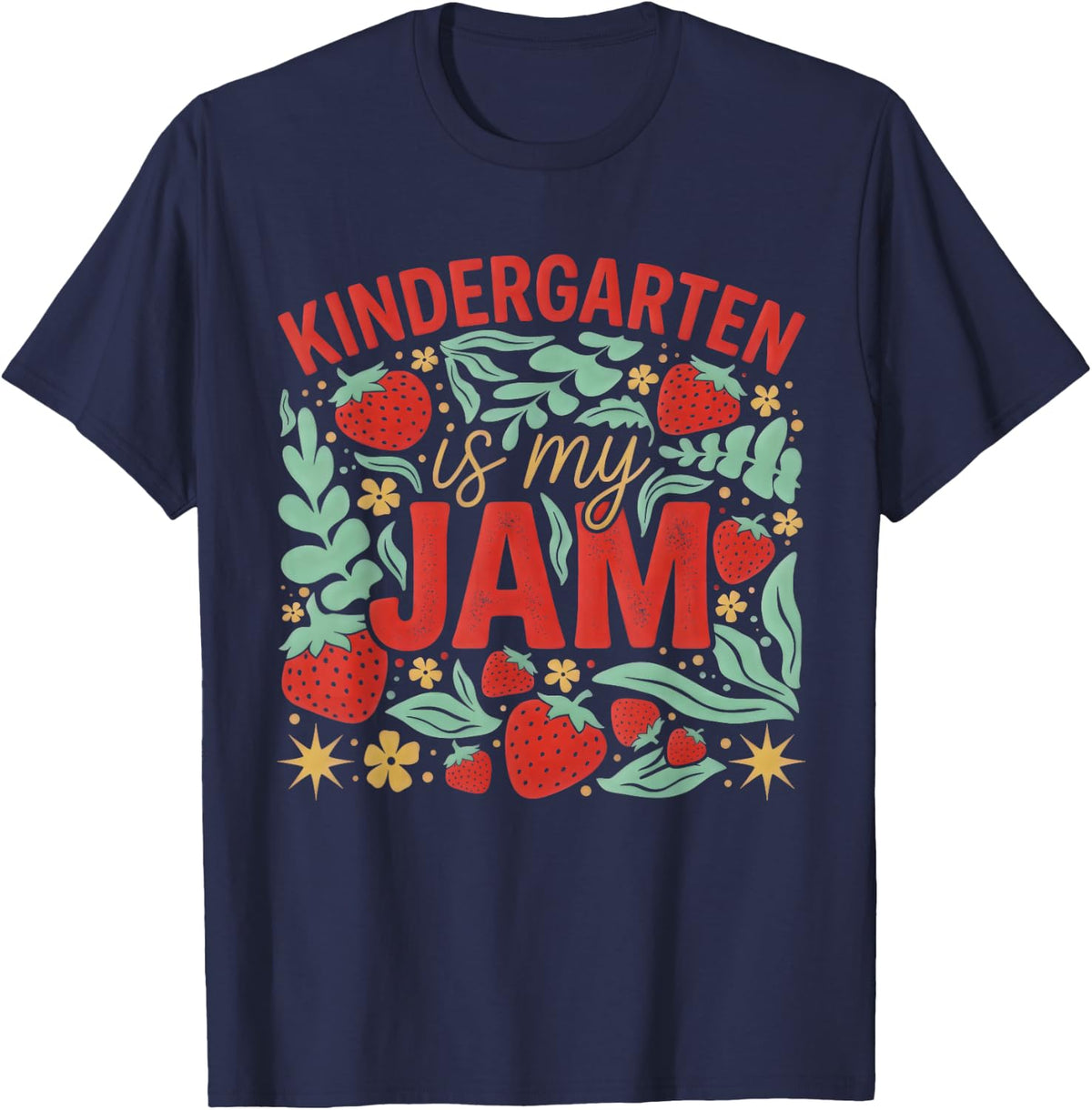 Kindergarten is My Jam Funny Back to School Teacher Women T-Shirt - Navy Blue