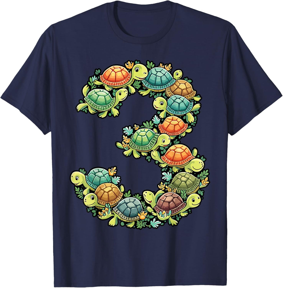 3rd Birthday Sea Turtle Tortoise Theme Party 3 Year Old T-Shirt - Navy Blue