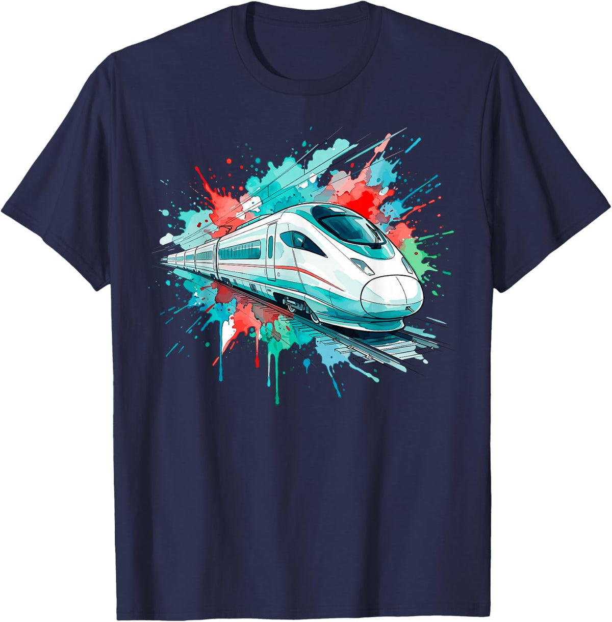 High Speed Train Railway Railroad Trains Lover Tee T-Shirt - Navy Blue
