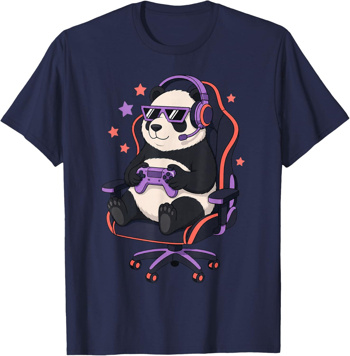Panda Gamer Funny Gaming Gift for Men Women Kids T-Shirt - Navy Blue