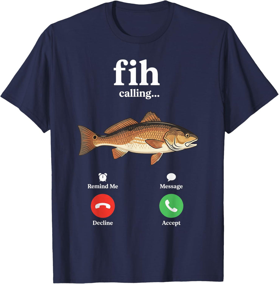 Fih Calling Trout Fishing Funny Fisherman Angler Fish Lover T-Shirt - Navy Blue