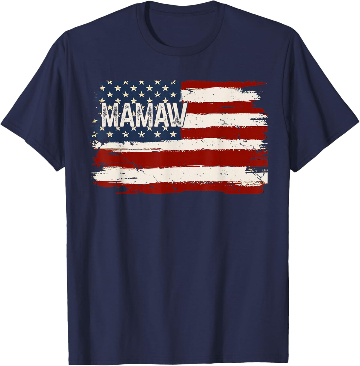 Mamaw American Flag Patriotic Mother's Day Women T-Shirt - Navy Blue
