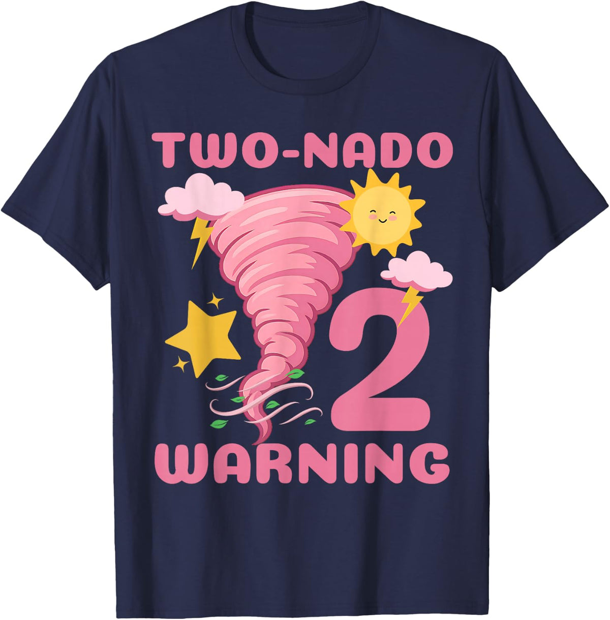 Two-Nado Storm Weather Tornado 2nd Birthday Shirt Girl Tees T-Shirts for Toddler Kids - Navy Blue
