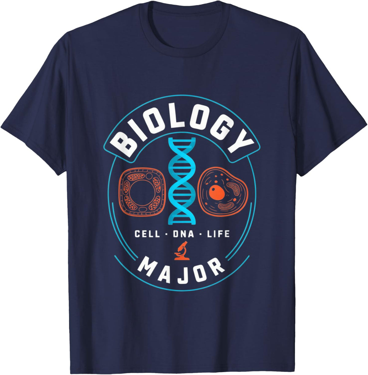 Biology Major Cell DNA Life T-Shirt - Navy Blue