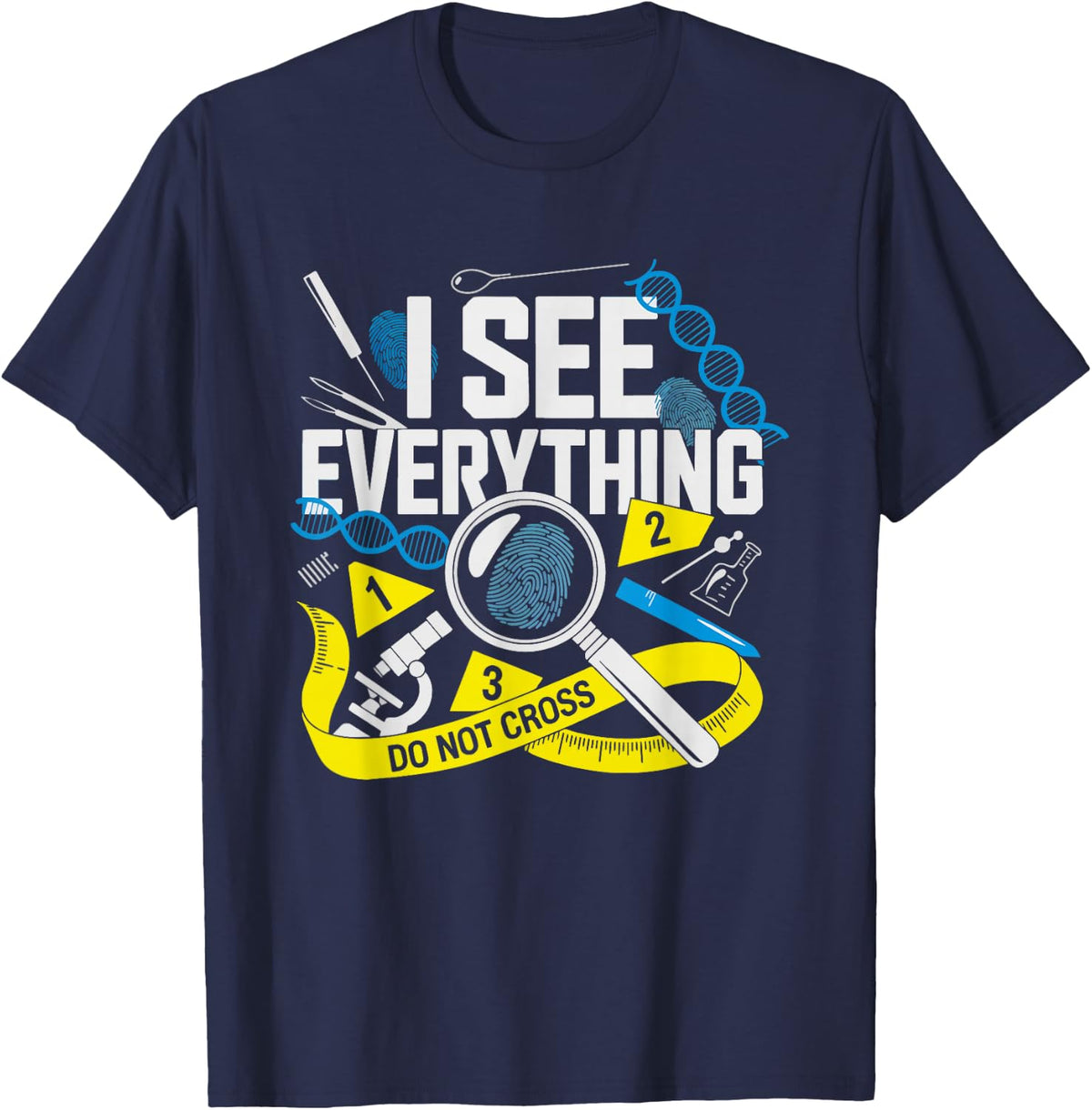 Forensic Scientist Uv Light Luminol Graphic Dark Blood T-Shirt - Navy Blue