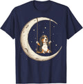 Basset Hound Moon Swing T-Shirt - Navy Blue