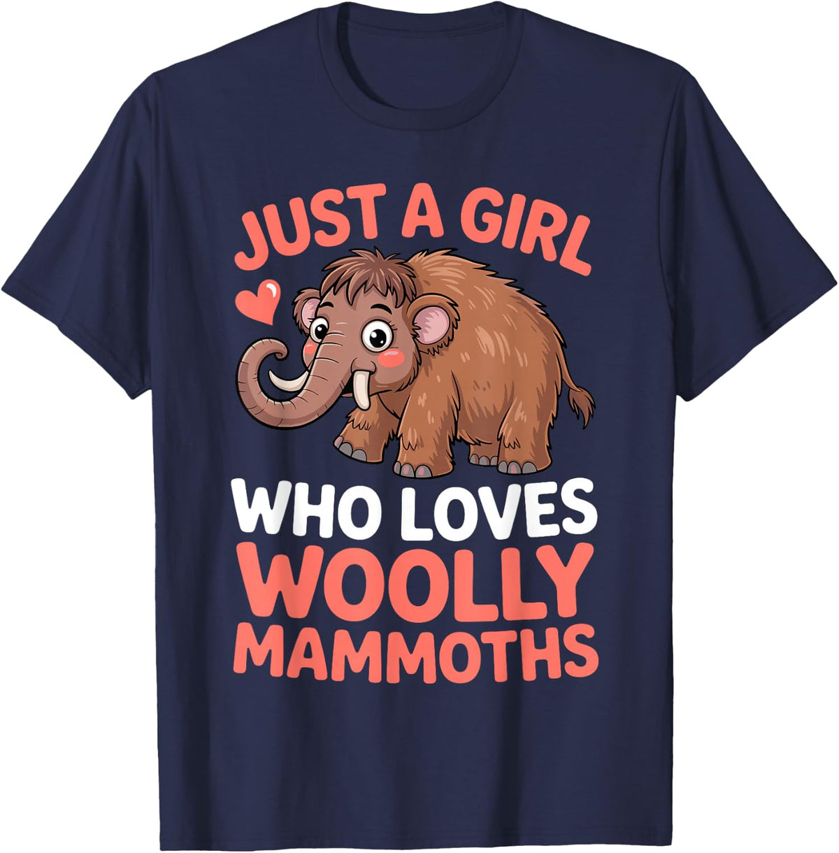 Woolly Mammoth Art for Girls Kids Women Prehistoric Mammoth T-Shirt - Navy Blue