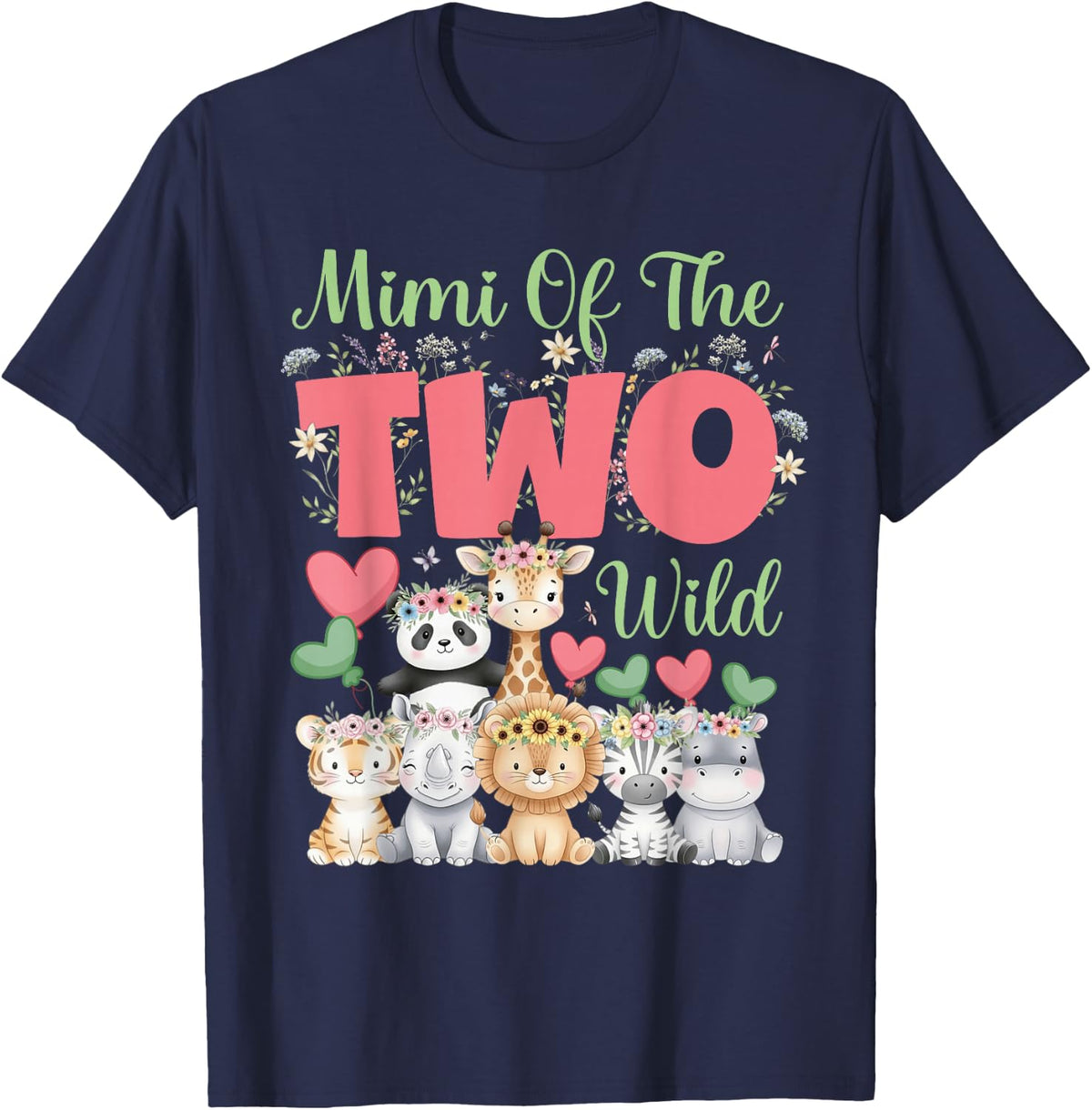 Mimi of The Two Wild Birthday Safari Jungle Animal T-Shirt - Navy Blue