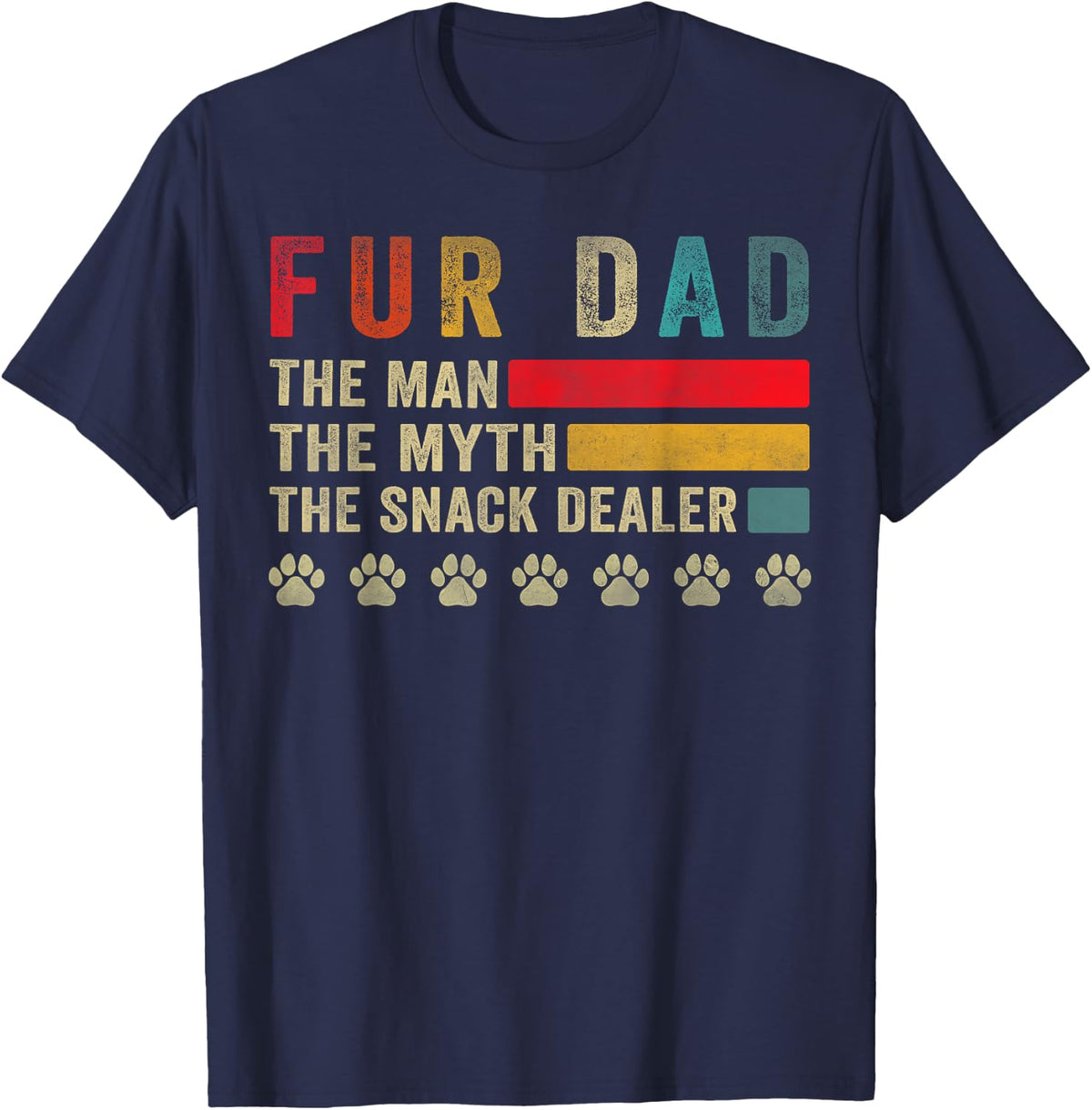 Fur Dad The Man The Myth The Snack Dealer Father's Day Men T-Shirt - Navy Blue