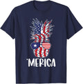 Pineapple Sunglasses 4th Of July Patriotic Pineapple T-Shirt - Navy Blue