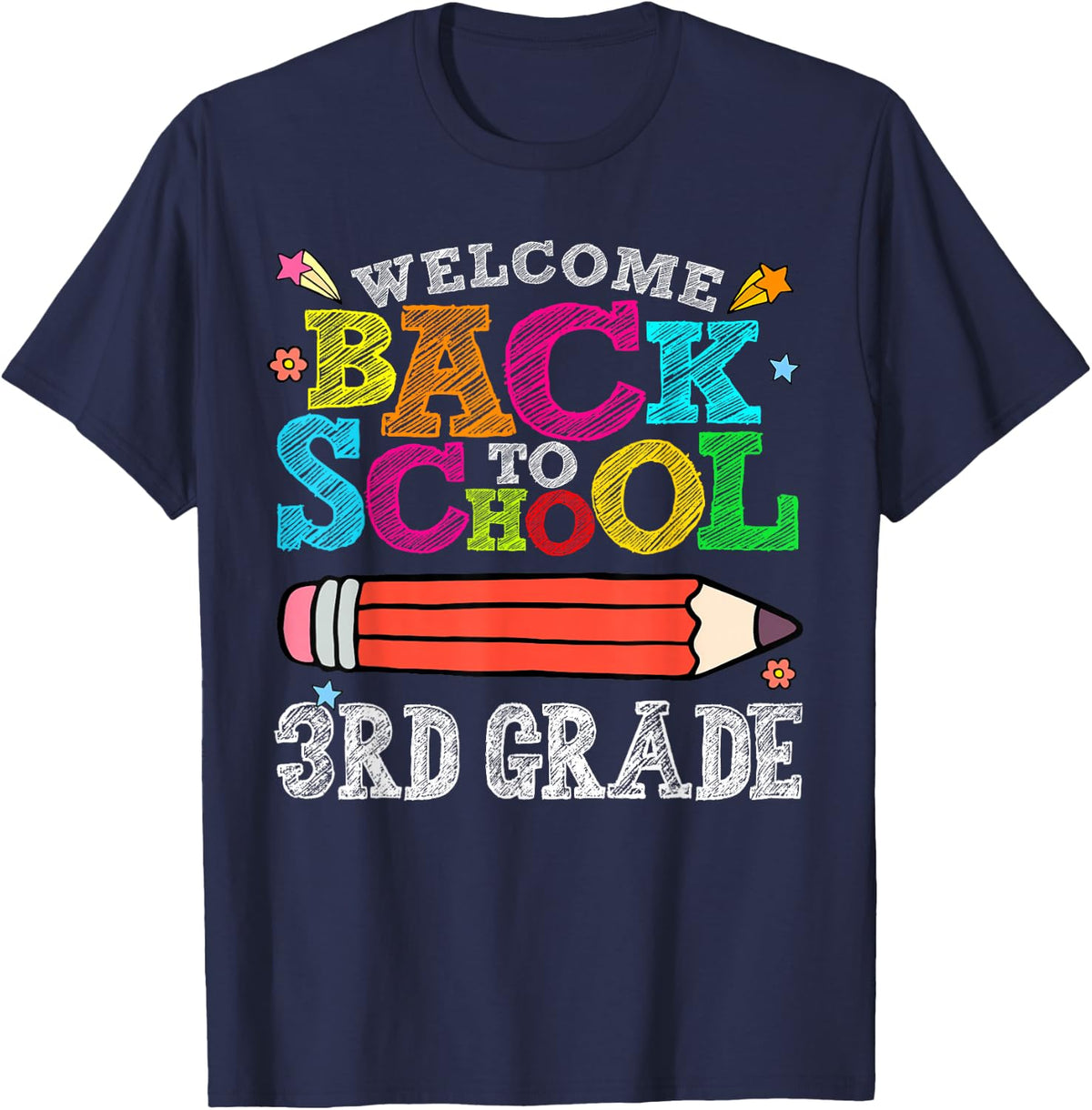 Welcome Back To School 3rd Third Grade for Teachers T-Shirt - Navy Blue