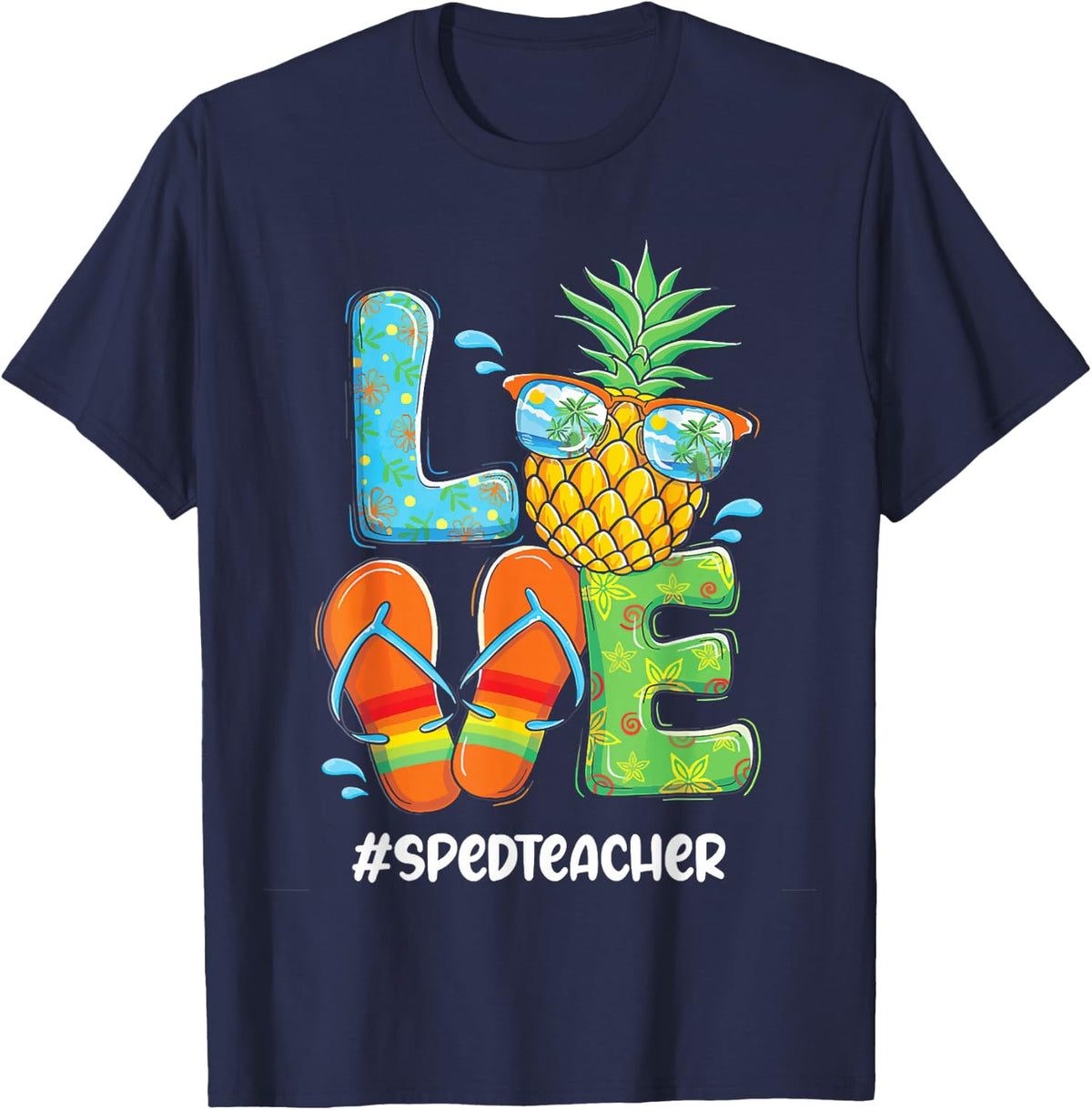 Love Pineapple Summer Special Education Teacher SPED T-Shirt - Navy Blue