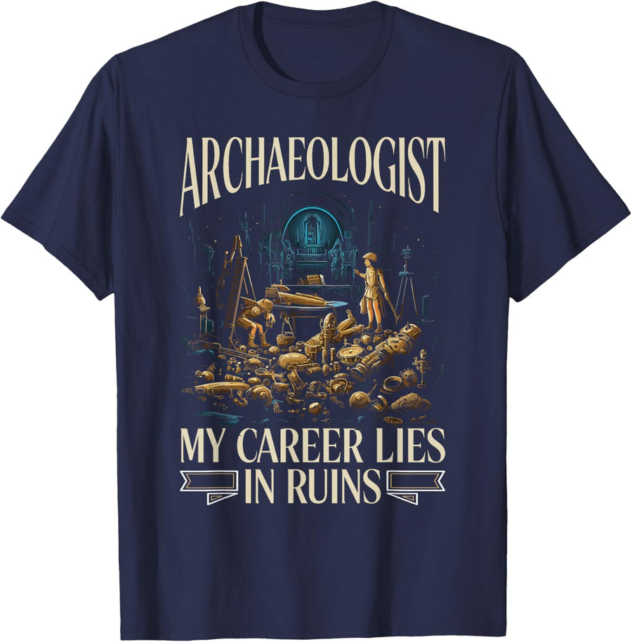 Archaeology Anthropology Fossil Bones Prehistoric T-Shirt - Navy Blue