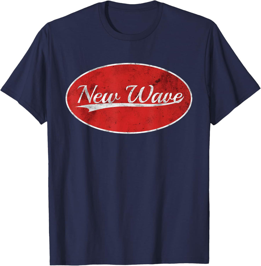 New Wave Synth Music Enthusiast Varsity Classic T-Shirt - Navy Blue