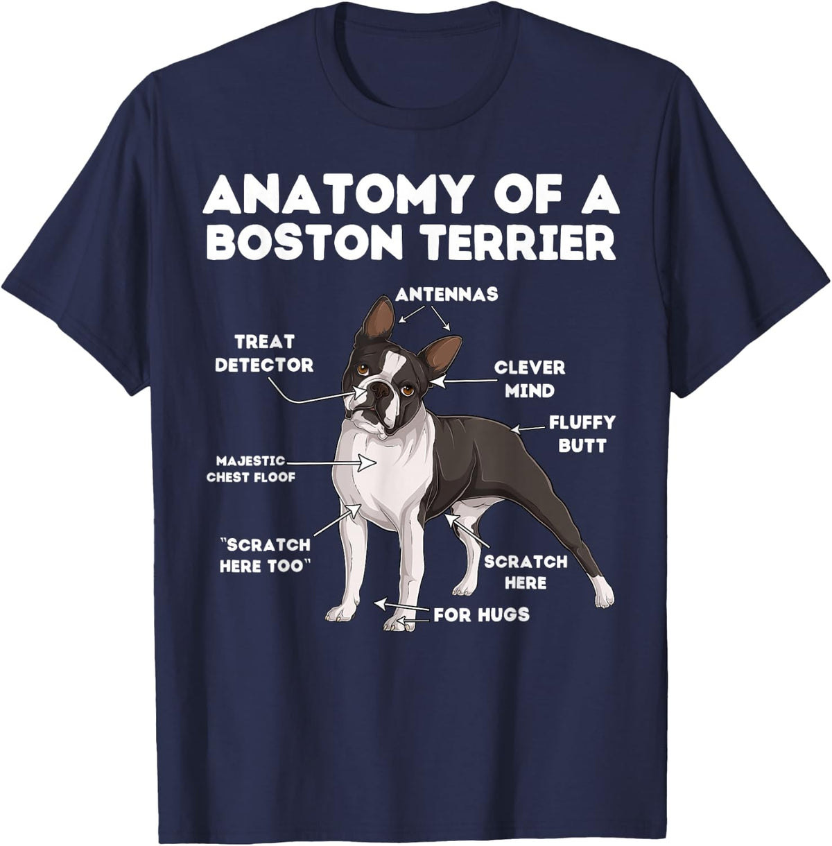 Anatomy of a Boston Terrier T-Shirt - Navy Blue