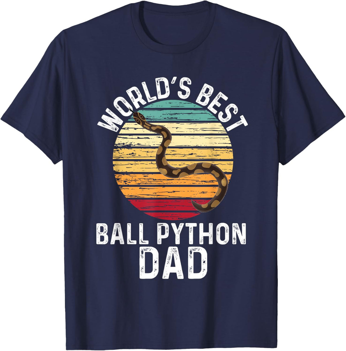 Vintage World's Best Ball Python Dad Pet Snake T-Shirt - Navy Blue