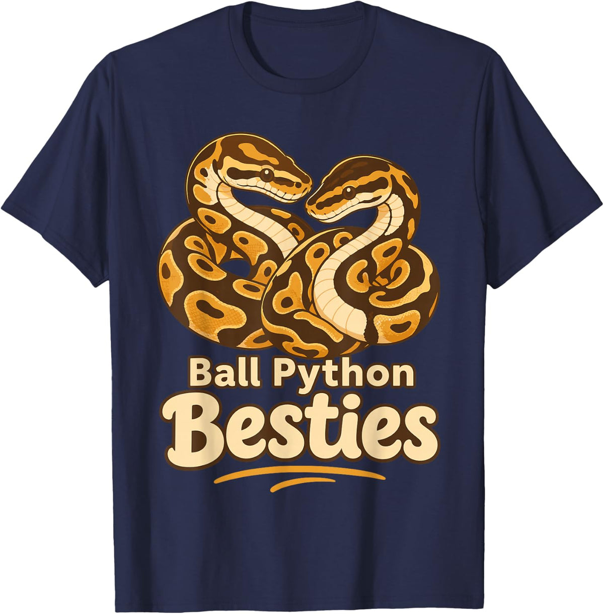 Ball Python Besties Snake Owner Herpetology T-Shirt - Navy Blue
