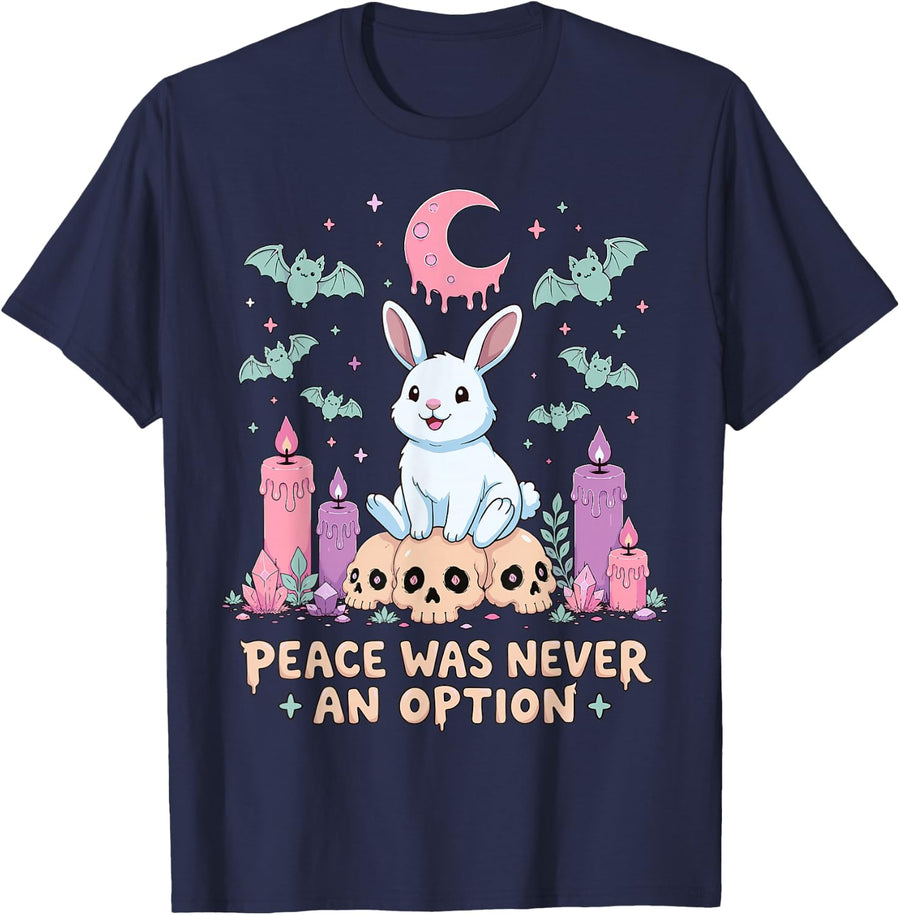 Rabbit Bunny Kawaii Pastel Goth T-Shirt - Navy Blue