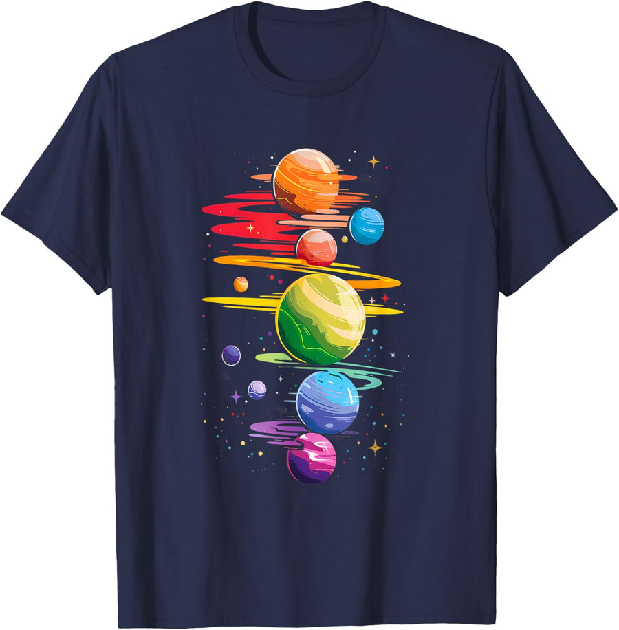 LGBT Planet Rainbow Flag LGBT Parade LGBTQ Gay Pride Month T-Shirt - Navy Blue