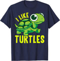 Funny I Like Turtles Turtle Tortoise Tortoises Joke T-Shirt - Navy Blue