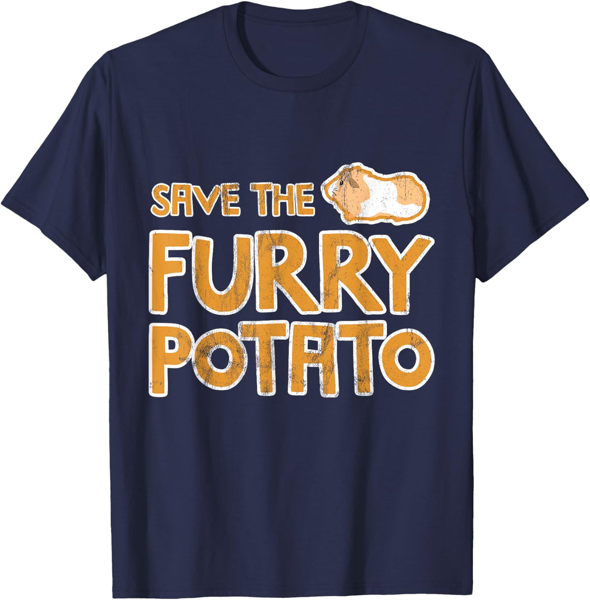 Mountain Guinea Pig TShirt - Save The Furry Potato - Navy Blue