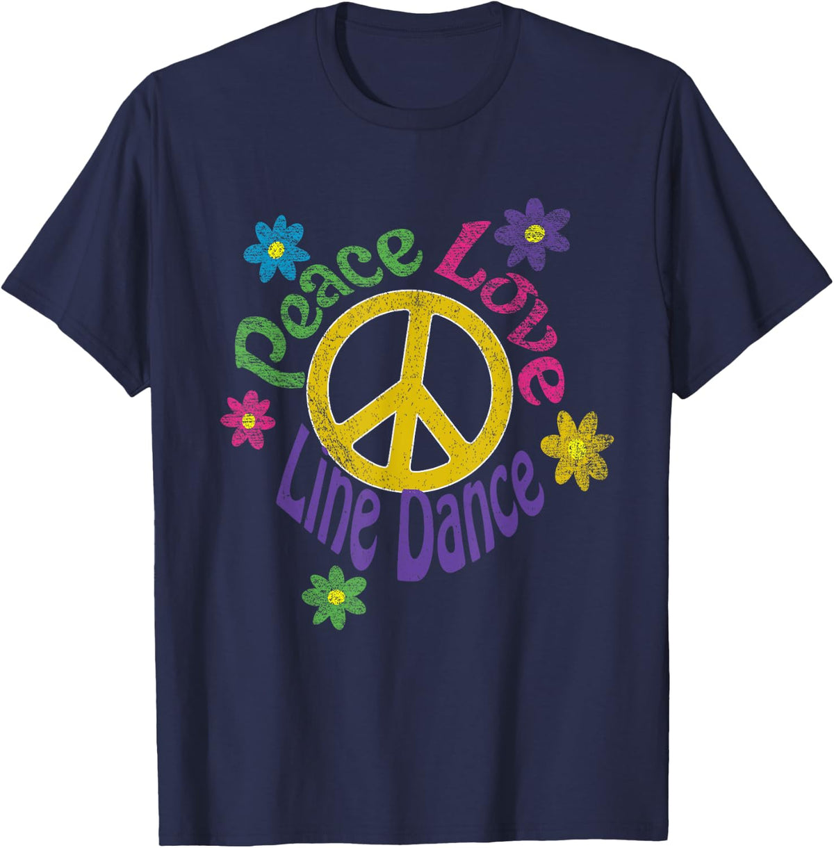 Peace Love Line Dance T-Shirt - Navy Blue