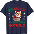 Cute Pembroke Welsh Corgi Dog Christmas On The Naughty List T-Shirt - Navy Blue