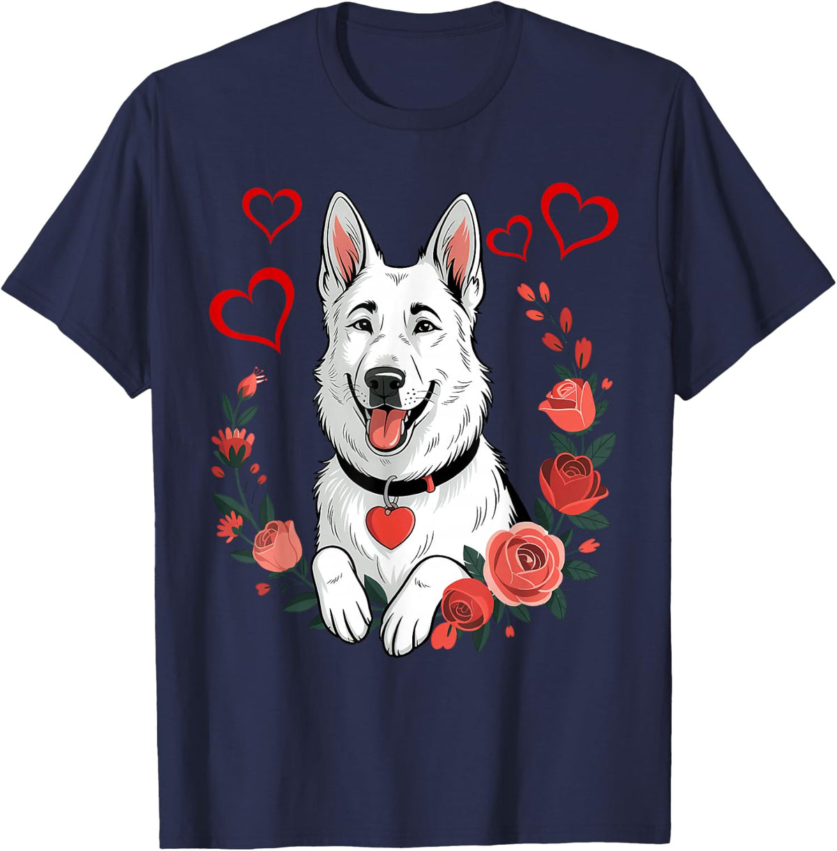 White German Shepherd - White German Shepherd T-Shirt - Navy Blue