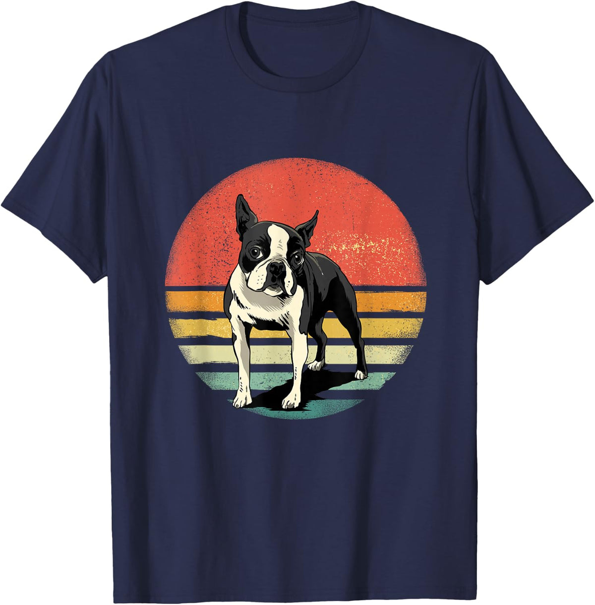 Boston Terrier Owner Retro Boston Bull Terrier Pet Dog Lover T-Shirt - Navy Blue