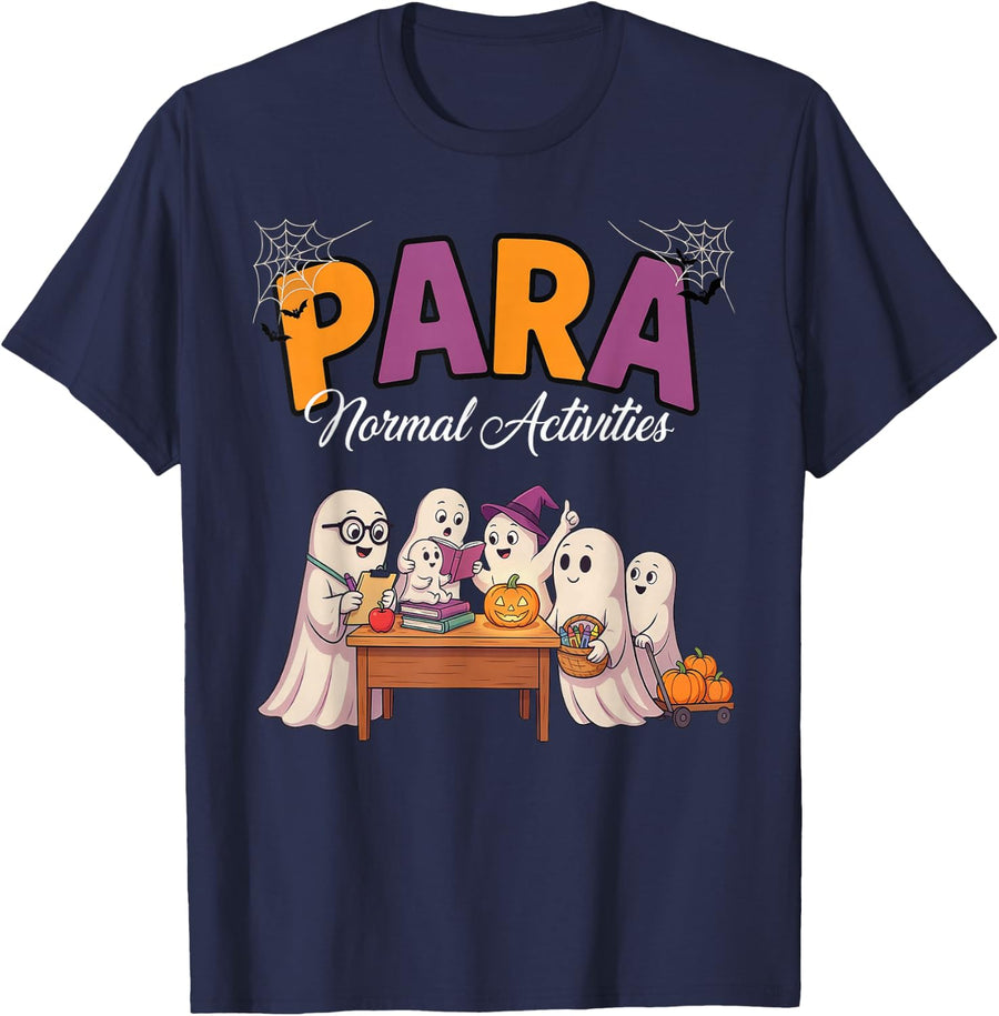 para Normal Activities Paraprofessional Halloween Ghost T-Shirt - Navy Blue