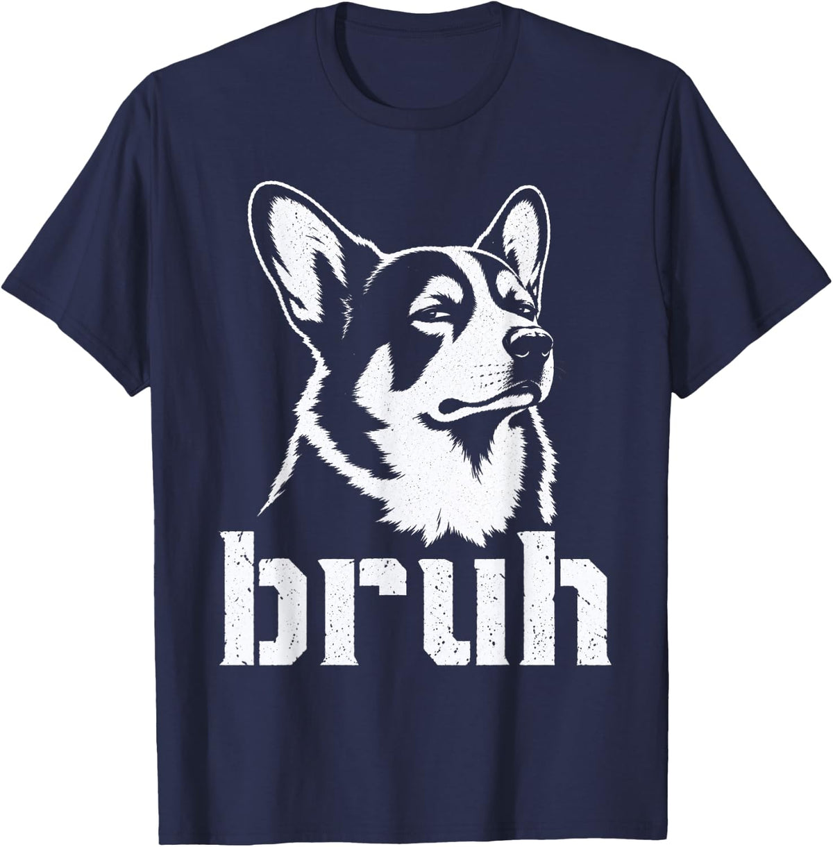 Bruh Funny Corgi Meme Graphic Dog Dad Corgi Lovers T-Shirt - Navy Blue