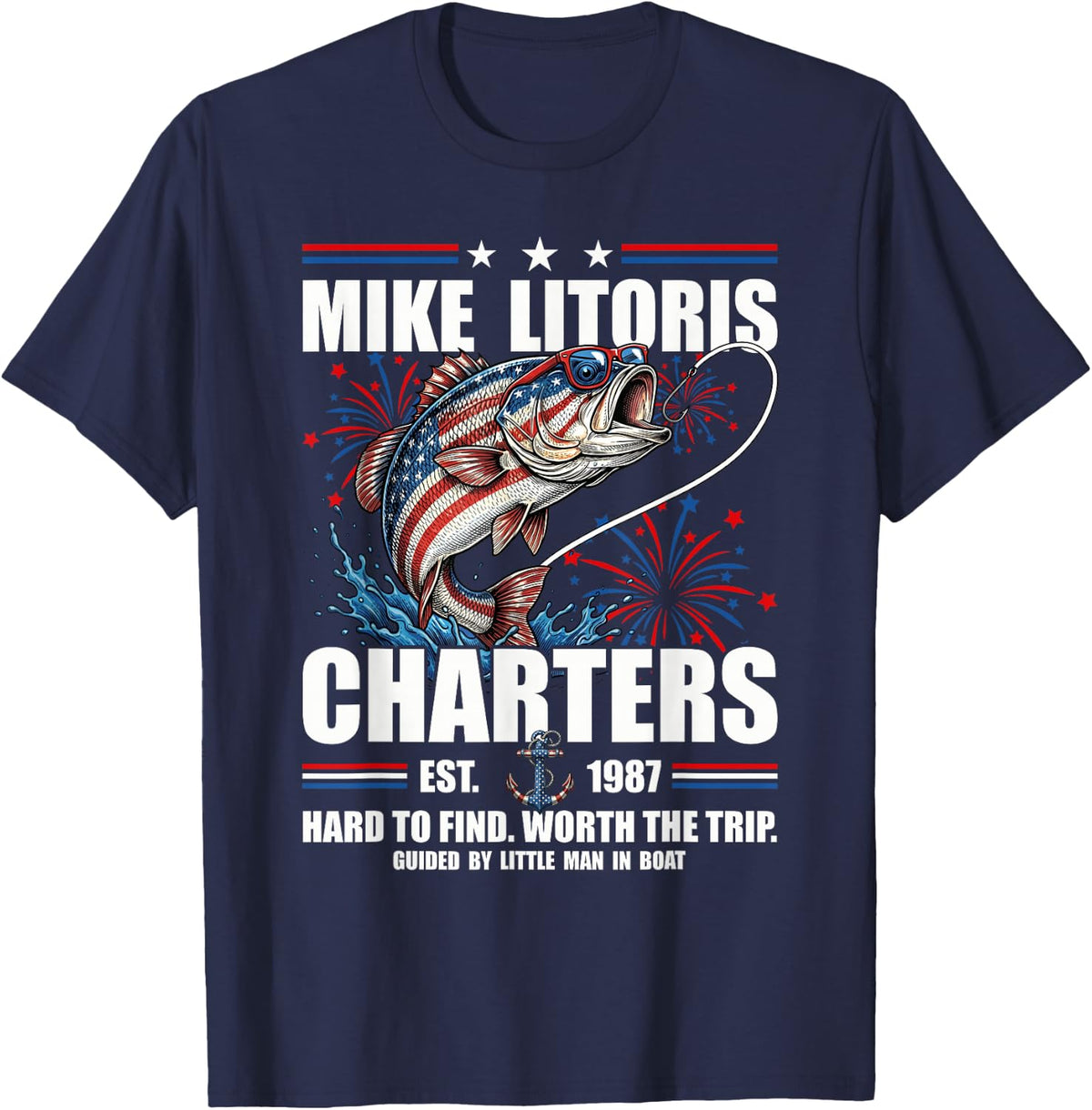 Mike Litoris Funny Adult Humor Innuendo Joke 4th of July T-Shirt - Navy Blue