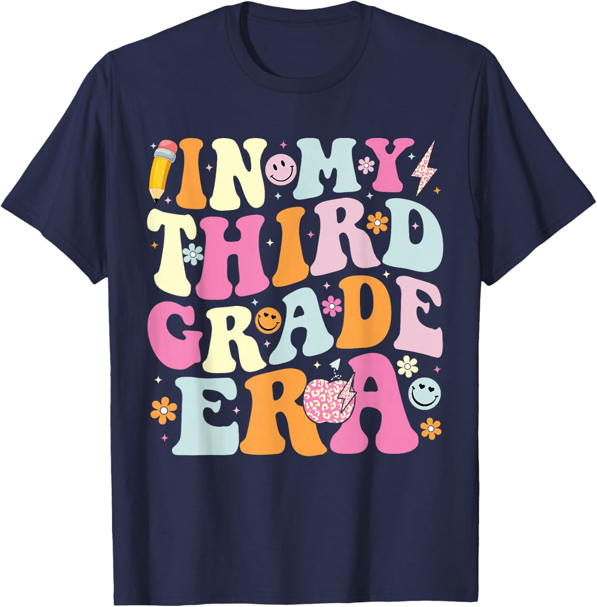 In My Third Grade Era Cool 3rd Grade Teacher Back to School T-Shirt - Navy Blue