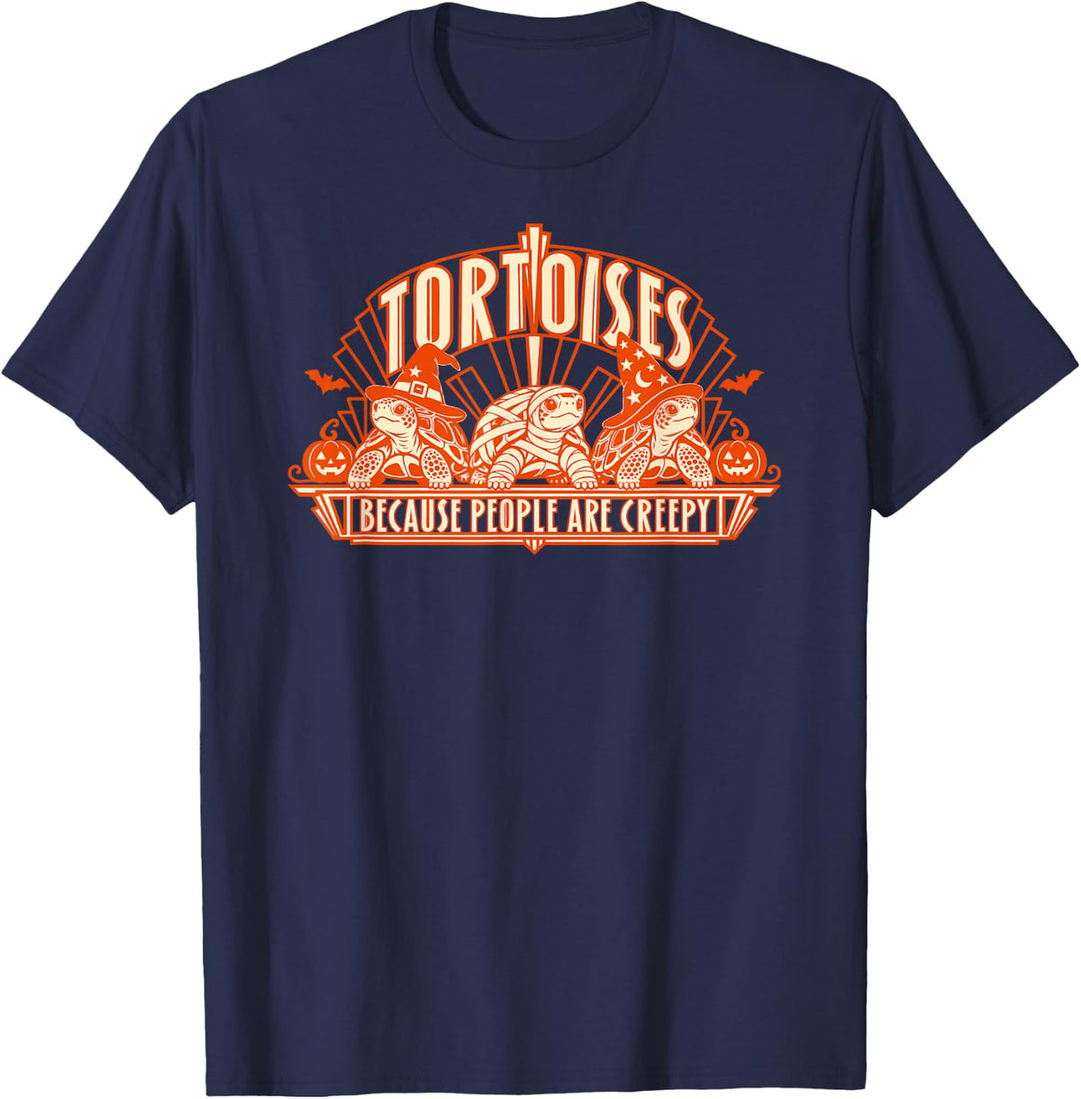 Tortoises Because People are Creepy Halloween Tortoise Lover T-Shirt - Navy Blue