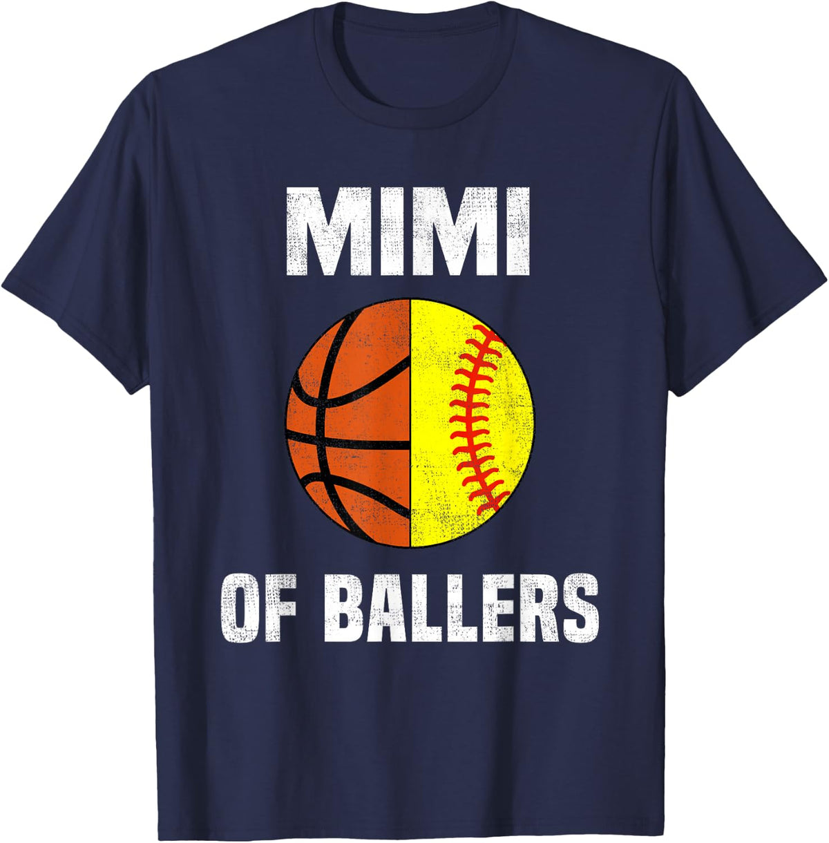 Mimi of Ballers Basketball Softball Lover Family Kids T-Shirt - Navy Blue
