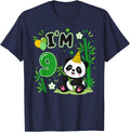 It's My 9th Birthday Animal Panda Lover 9 Years Old T-Shirt - Navy Blue