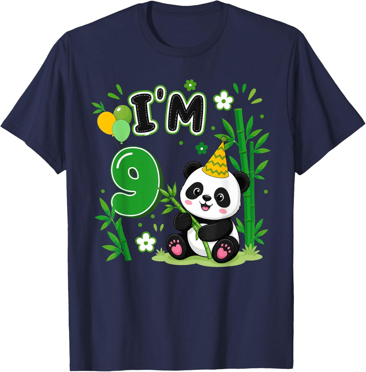 It's My 9th Birthday Animal Panda Lover 9 Years Old T-Shirt - Navy Blue