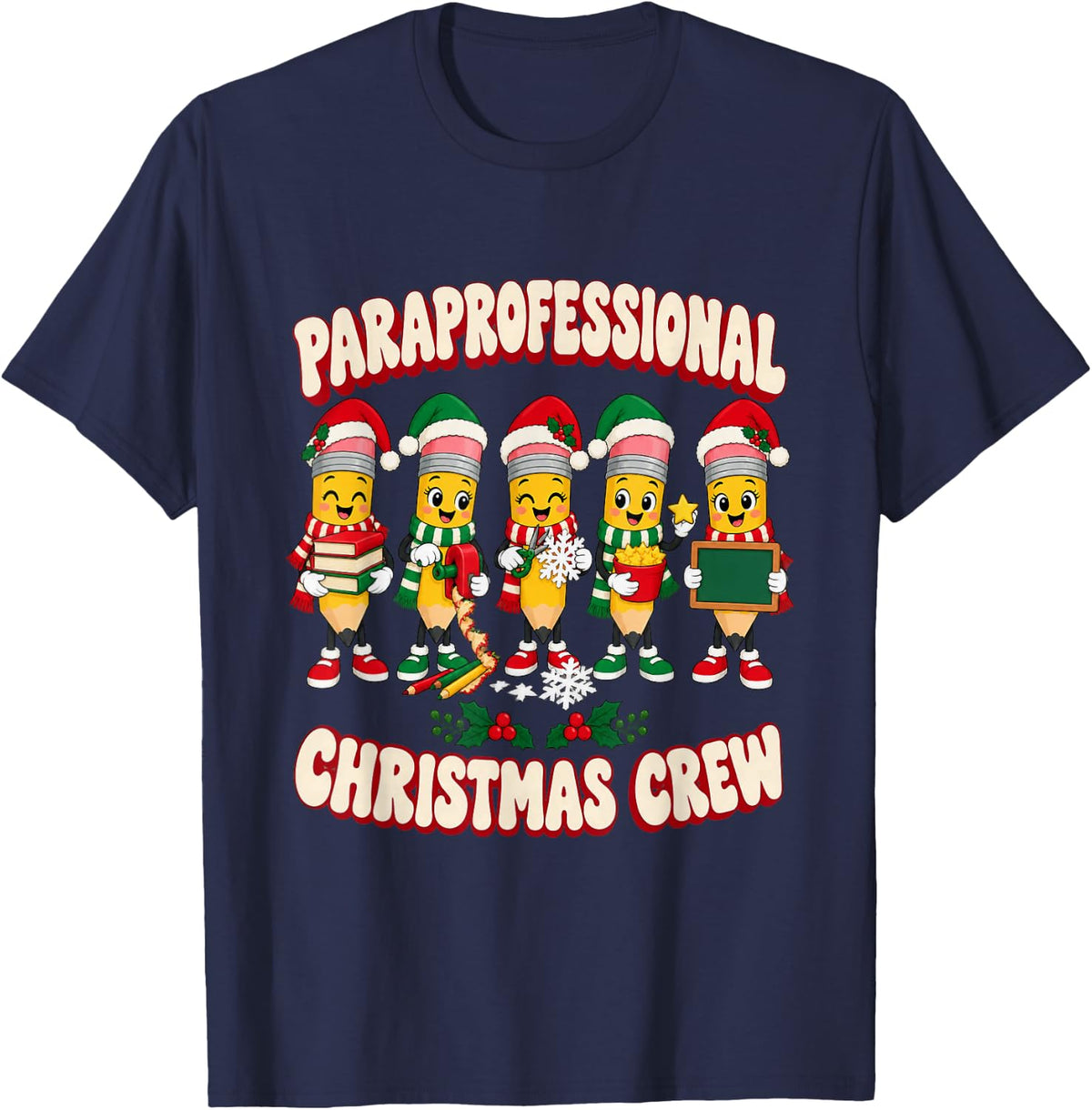 Christmas Paraprofessional Festive Winter T-Shirt - Navy Blue