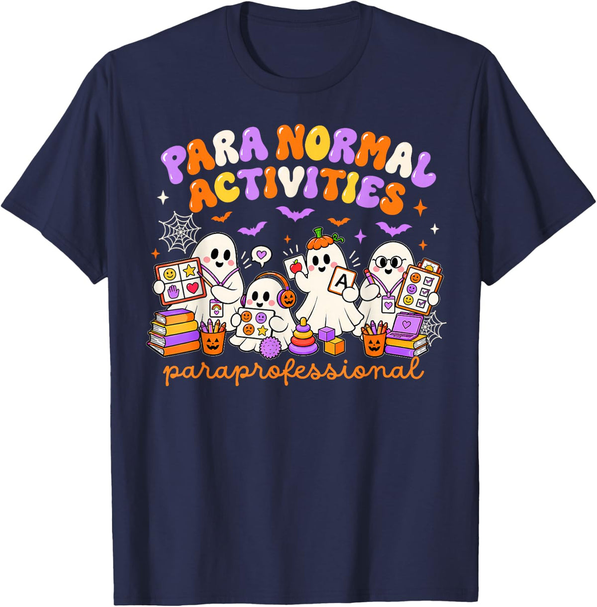 Paraprofessional Halloween Teacher para Normal Activities T-Shirt - Navy Blue
